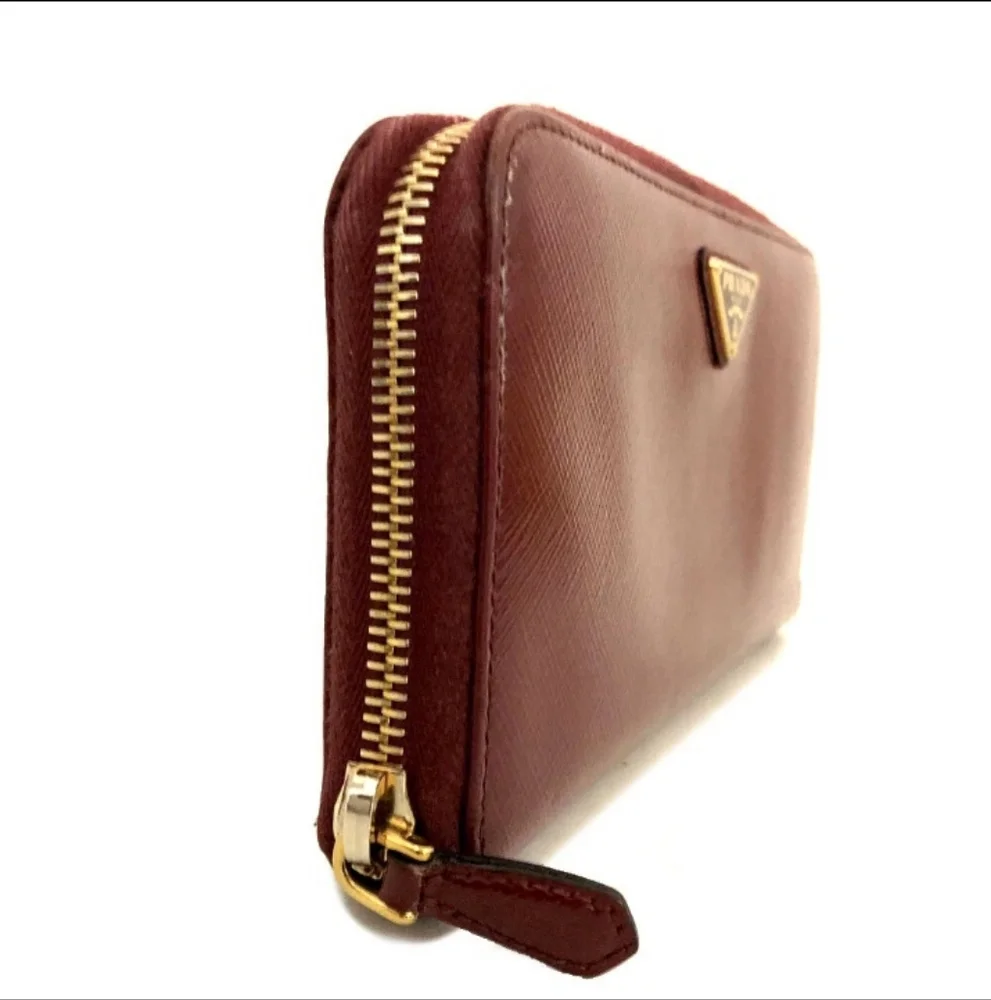 PRADA Red Saffiano Leather Zip Around Wallet - Picture 3 of 8